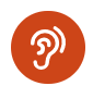 Image shows white ear on an orange circle