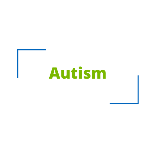 Autism writtin in green letters in a part complete blue box.