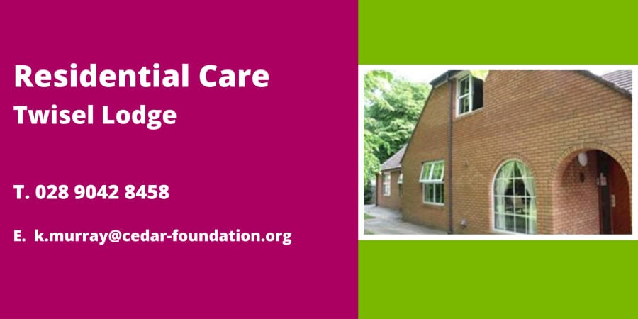 Residential Care. Twisel Lodge. 02890428458. k.murray@cedar-foundation.org. If you would like more information on Twisel please click here. Image shows the front of Twisel Lodge..